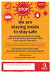Stop - We are staying inside to stay safe (poster)